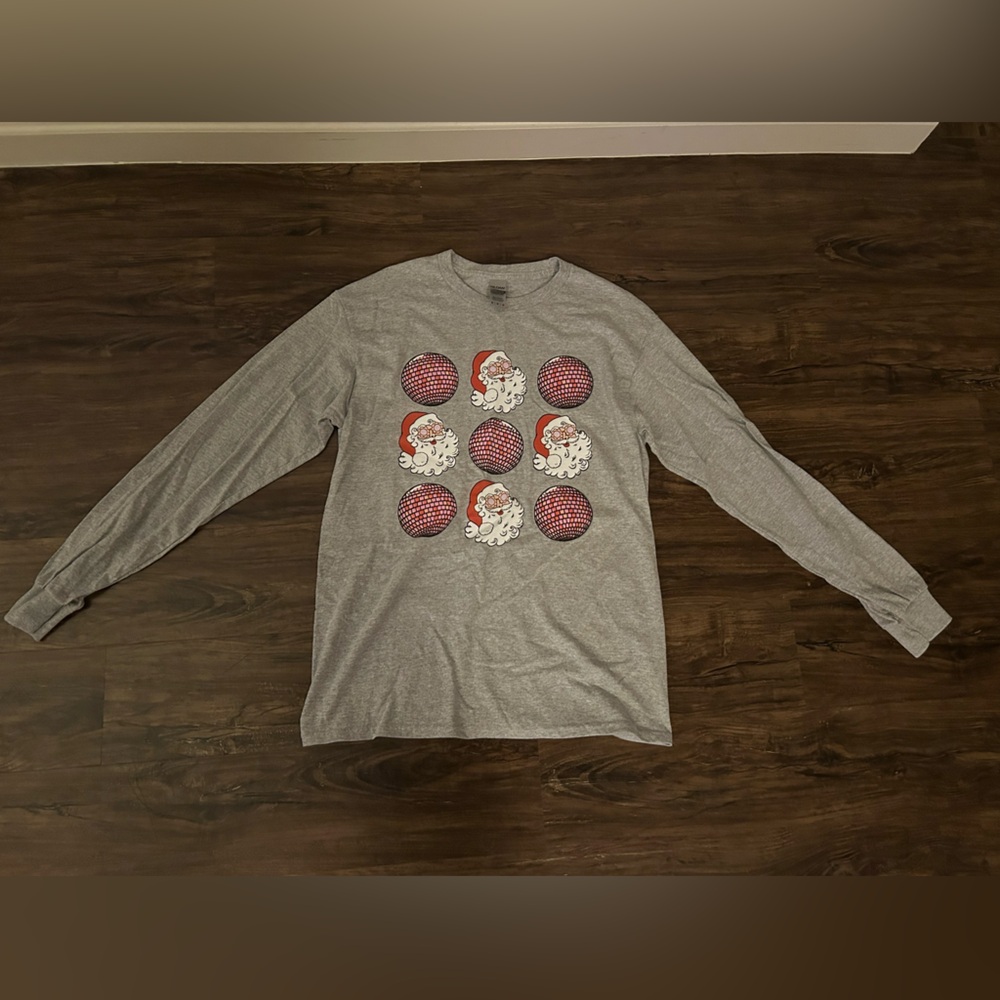 NWOT - Santa Disco Long Sleeve Tshirt - Grey/Pink/Red - Medium